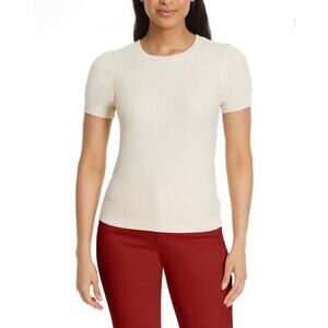 Nine West Short Sleeve Spring Sweater Size M Off White